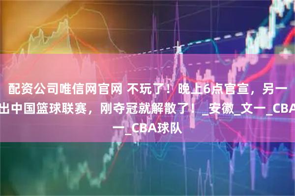 配资公司唯信网官网 不玩了！晚上6点官宣，另一队退出中国篮球联赛，刚夺冠就解散了！_安徽_文一_CBA球队